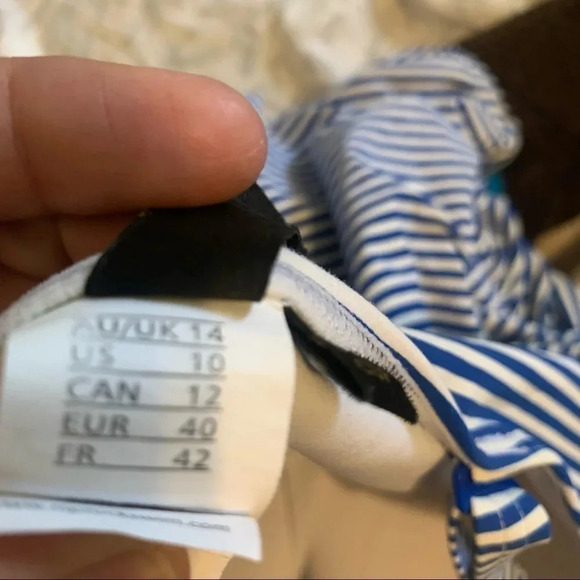 Nip Tuck One Piece Swimsuit Stripe Bikini Nautical Striped Joanne Paloma 10 L - Picture 6 of 9